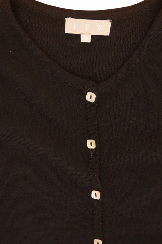 JFW black extra fine merino crew neck cardigan Size 10 - KingsRoad1990