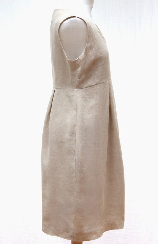 Jigsaw stone linen lined sleeveless dress Size 10 - KingsRoad1990