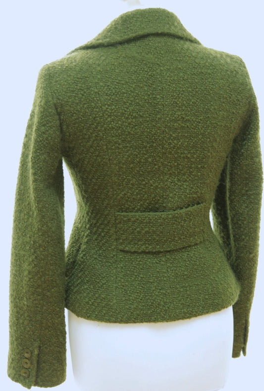 Marilyn Anselm for Hobbs deep apple green boucle wool jacket Size 10 - KingsRoad1990