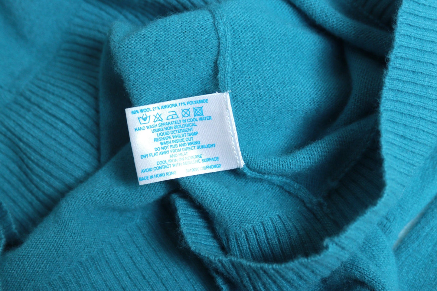 Oasis teal angora - blend open V jumper Size UK 10 - KingsRoad1990