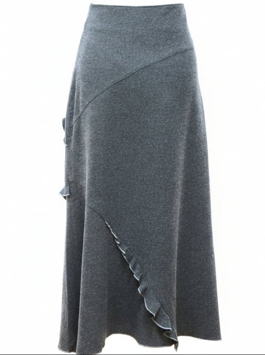 Avoca grey wool - blend long skirt Size UK 12 - KingsRoad1990