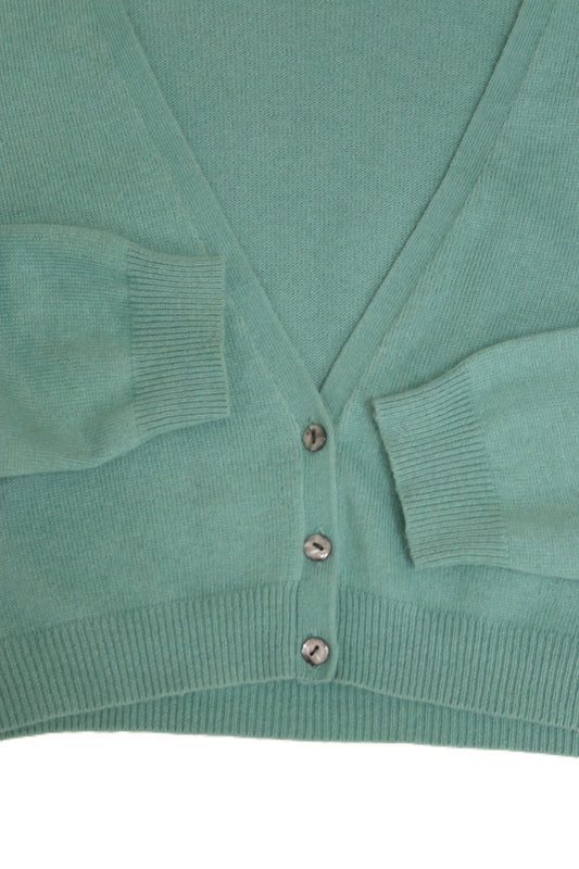 Fenn Wright Manson jade green cotton & cashmere short cardigan Size 8 - KingsRoad1990