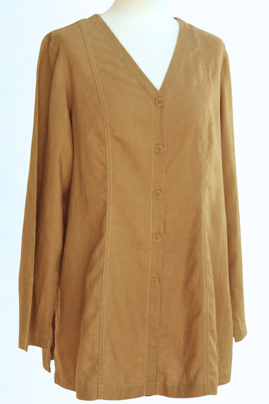 Planet khaki - gold linen tunic Size 14 - KingsRoad1990