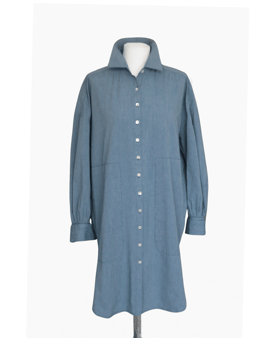 French Connection blue micro - stripe shirt dress Size 12 - 14 - KingsRoad1990