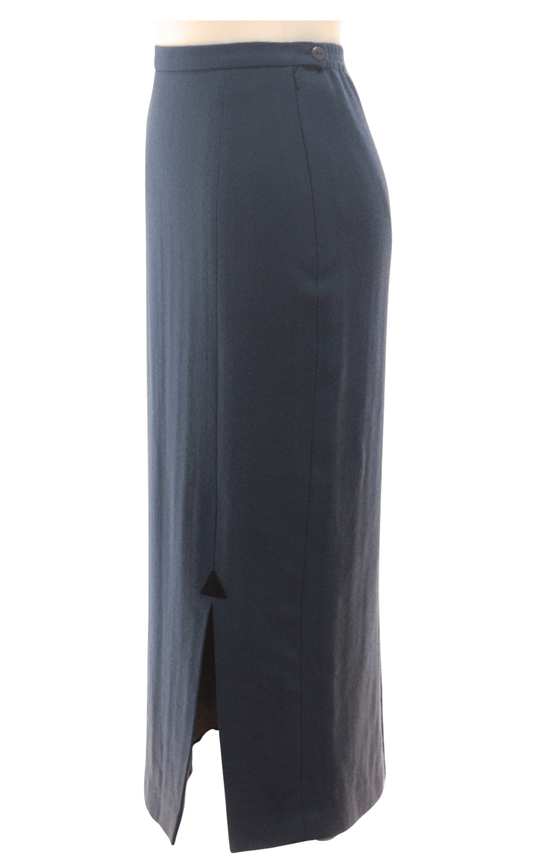 Avoca dusky blue wool herringbone column skirt Size 10 - KingsRoad1990