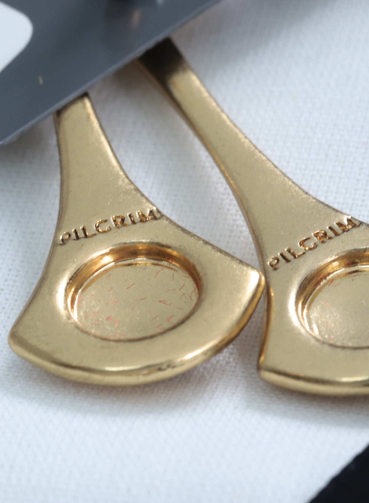 Pilgrim gold-toned black stone drop earrings