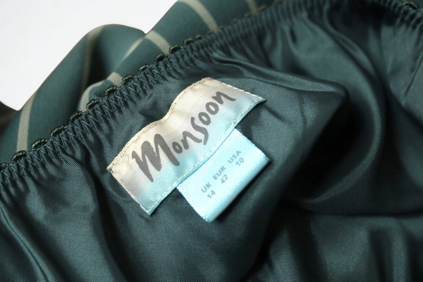 Monsoon teal bias - cut silk skirt Size UK 12 - KingsRoad1990