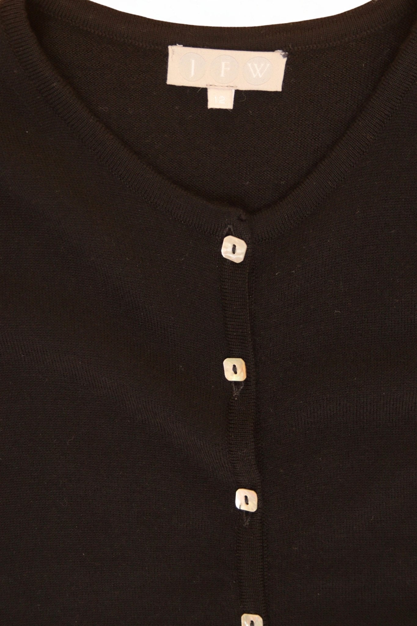 JFW black extra fine merino crew neck cardigan Size 10 - KingsRoad1990