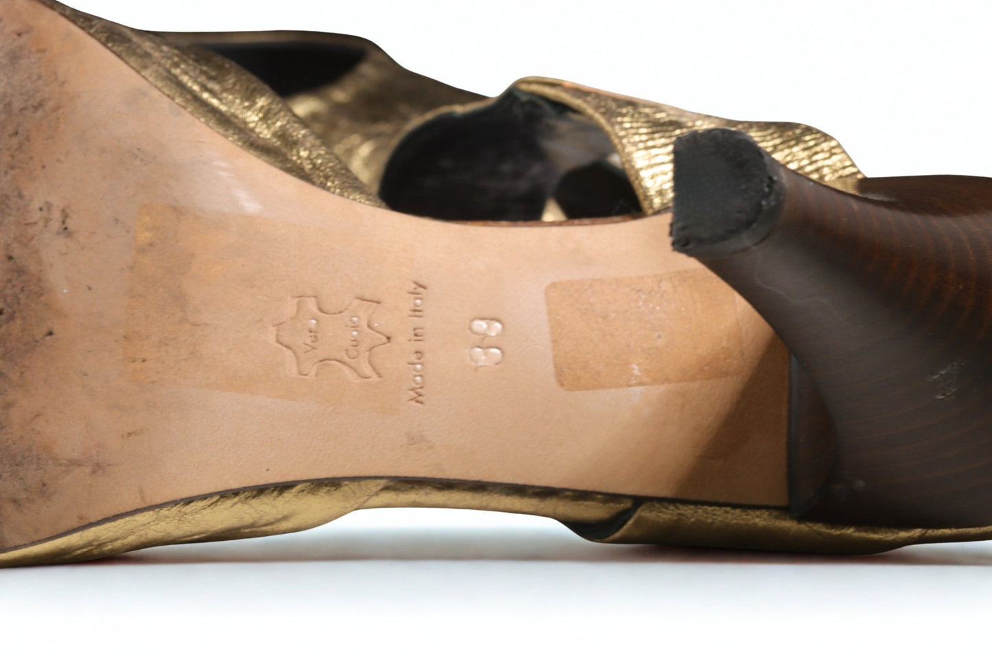 Pied à Terre gold peep - toe mules Size 6 - KingsRoad1990