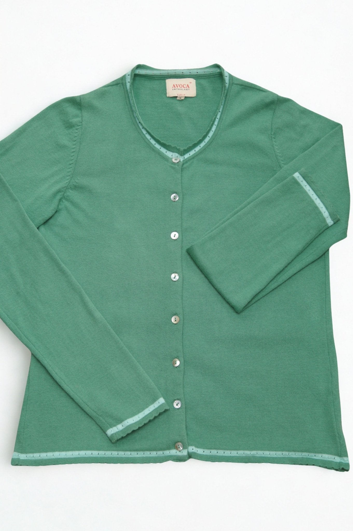 Avoca jade green cotton cardigan Size 10 - KingsRoad1990