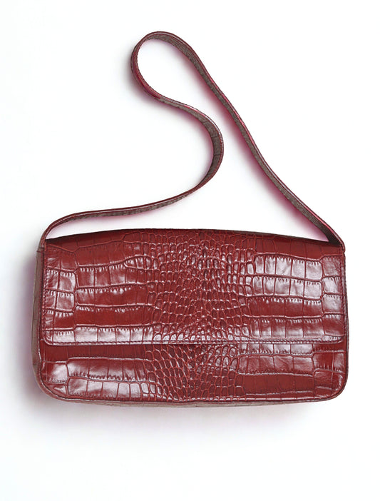 Hobbs dark red pebbled leather shoulder bag