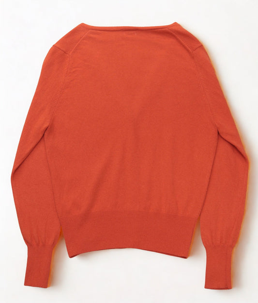 Benetton orange V - neck cardigan Size M UK 12 - KingsRoad1990