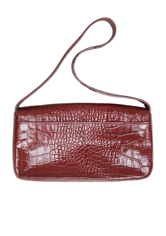 Hobbs dark red pebbled leather shoulder bag