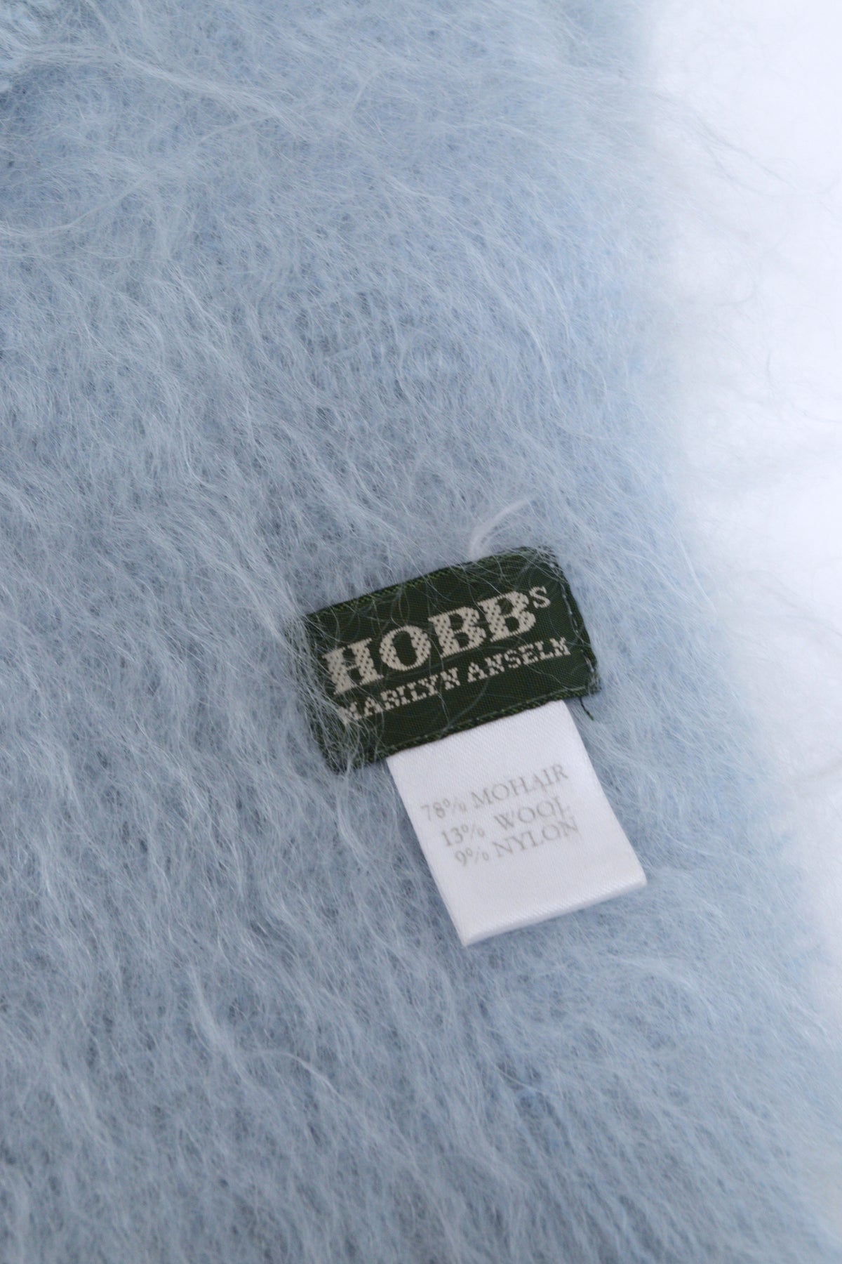 Marilyn Anselm for Hobbs pale blue mohair scarf