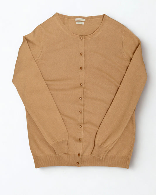 Benetton camel-beige crew neck cardigan Size S UK 10
