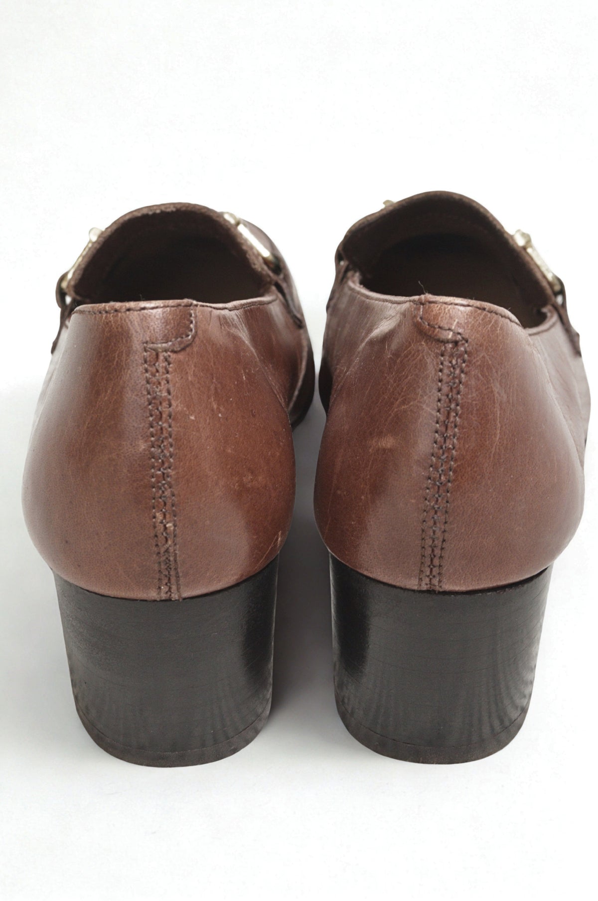 Linea tan leather block heel loafers Size 4