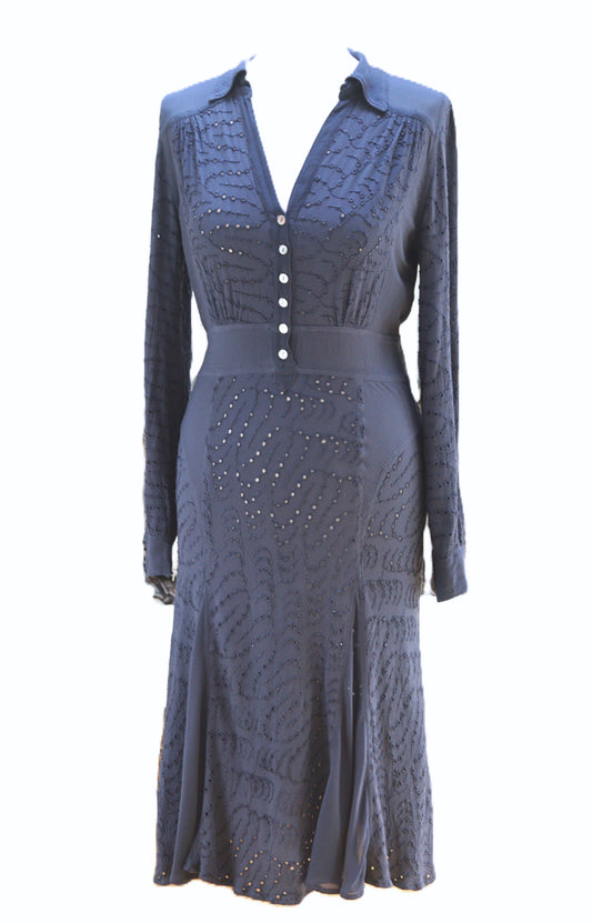 Ghost French navy viscose dress Size 8