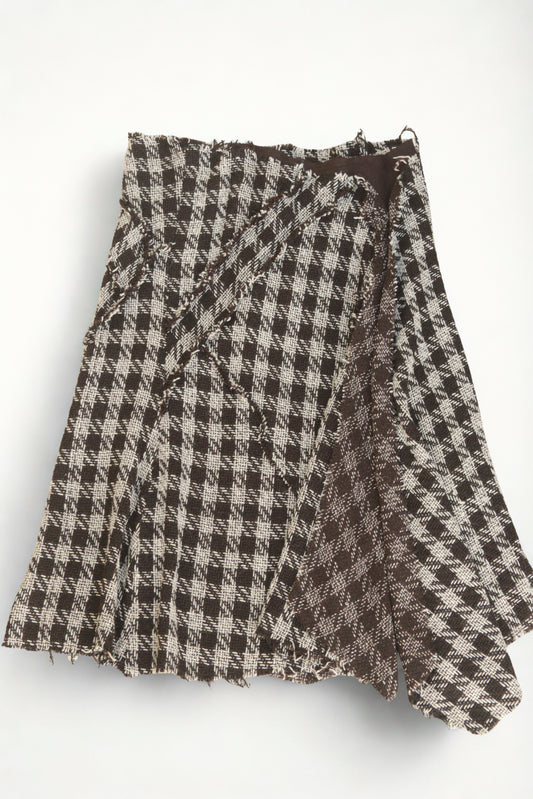 Almost Famous brown checked wool blend skirt Size 16