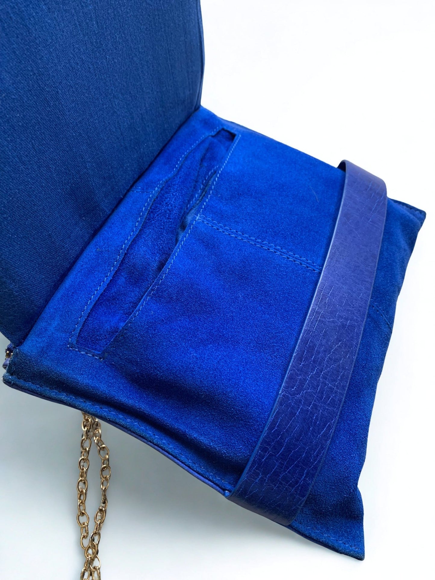 Oasis electric blue suede & leather bag with chain strap - KingsRoad1990