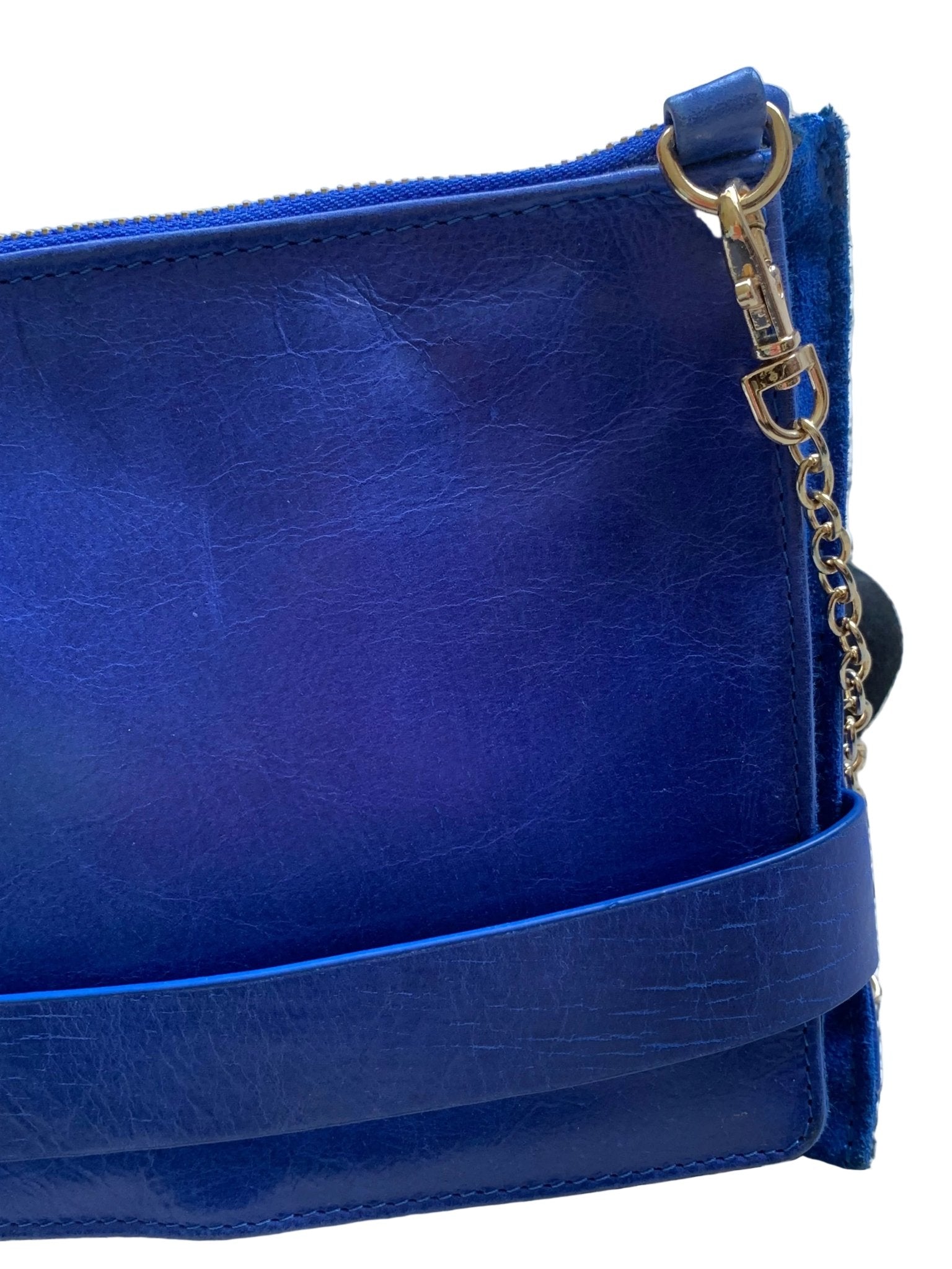 Oasis electric blue suede & leather bag with chain strap - KingsRoad1990