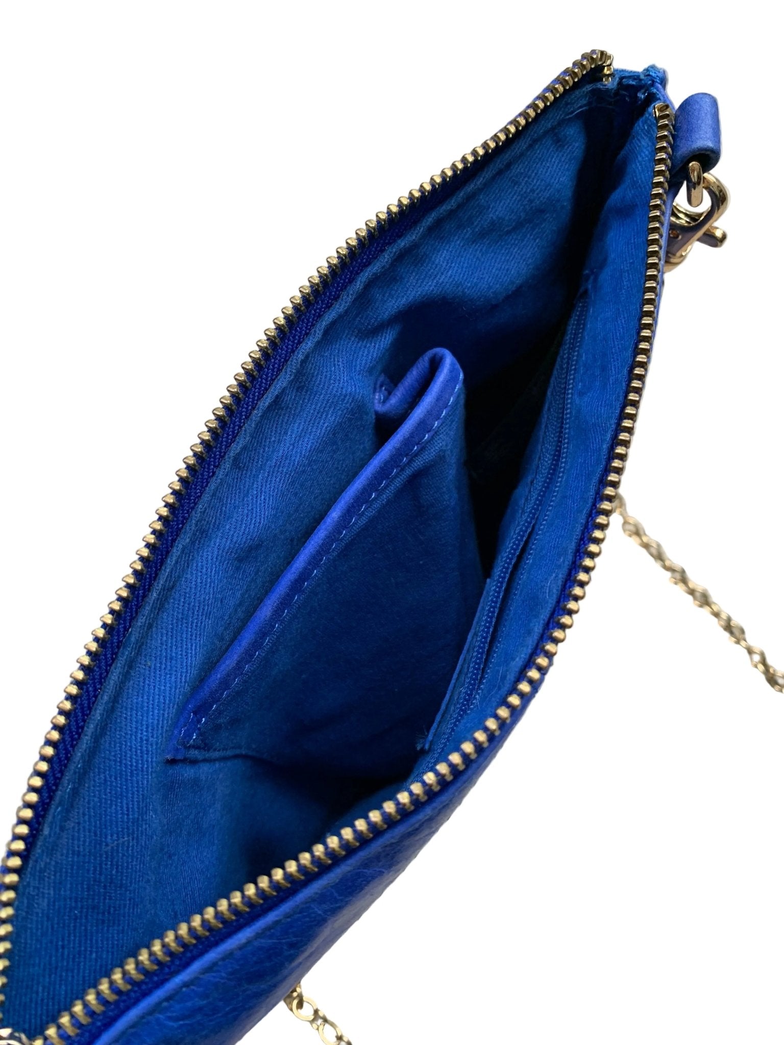 Oasis electric blue suede & leather bag with chain strap - KingsRoad1990