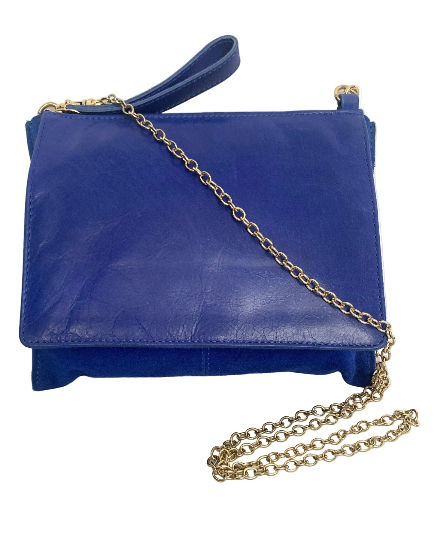 Oasis electric blue suede & leather bag with chain strap - KingsRoad1990