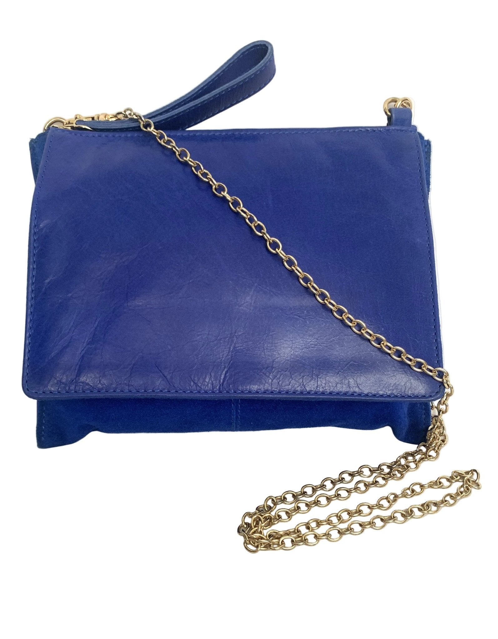 Oasis electric blue suede & leather bag with chain strap - KingsRoad1990