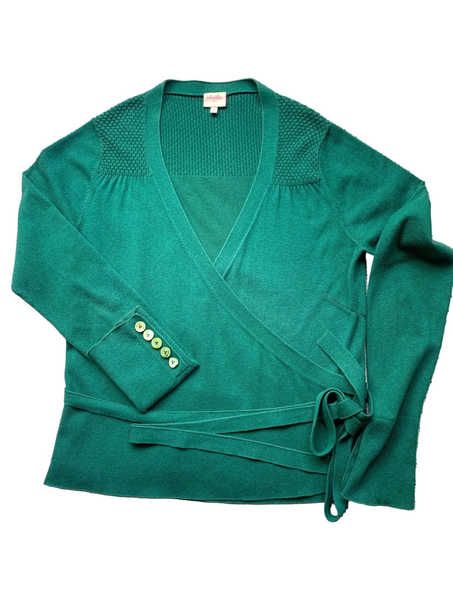 Whistles green cotton blend wrap cardigan UK 12 - KingsRoad1990