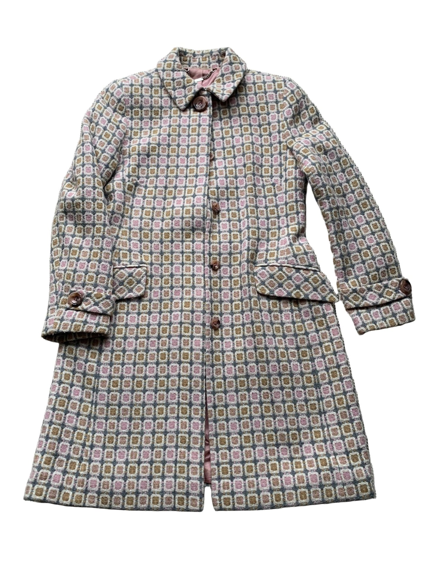 Next pink squares pattern wool coat Size 10 - KingsRoad1990