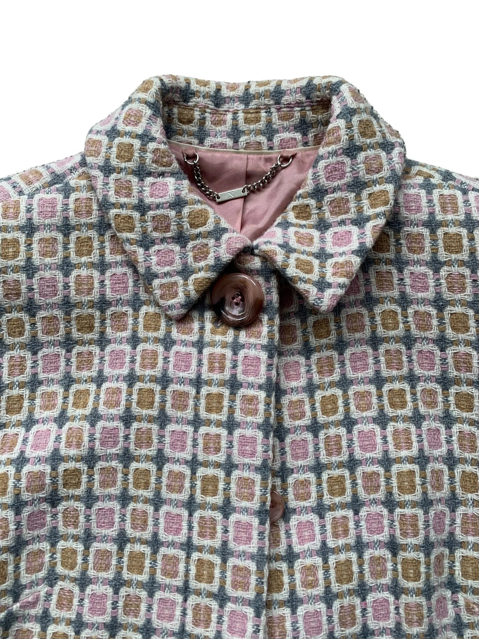 Next pink squares pattern wool coat Size 10 - KingsRoad1990