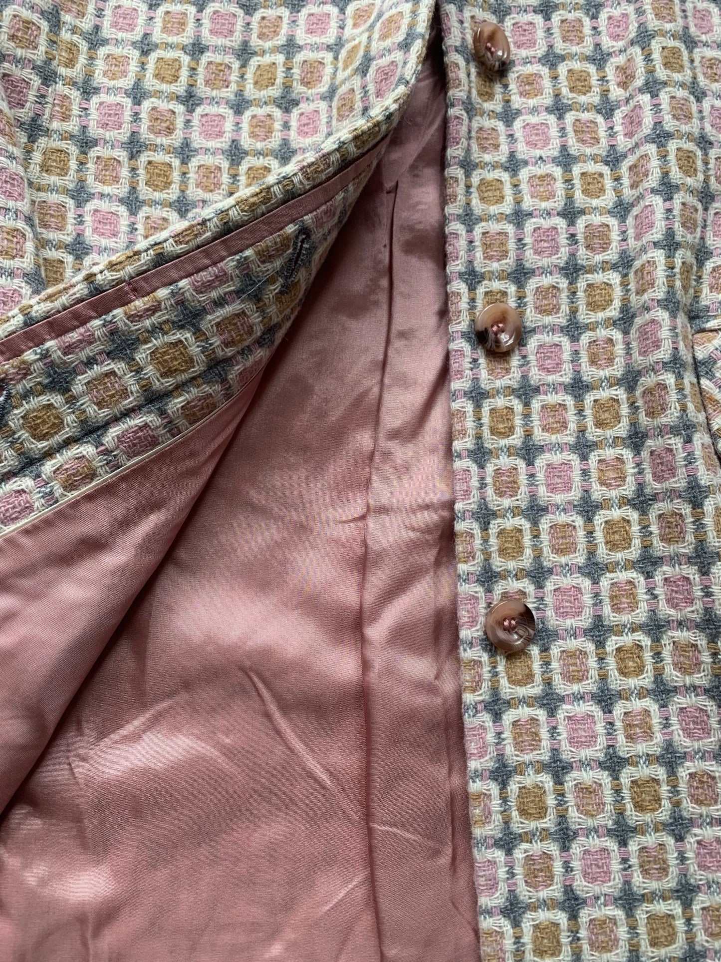 Next pink squares pattern wool coat Size 10 - KingsRoad1990