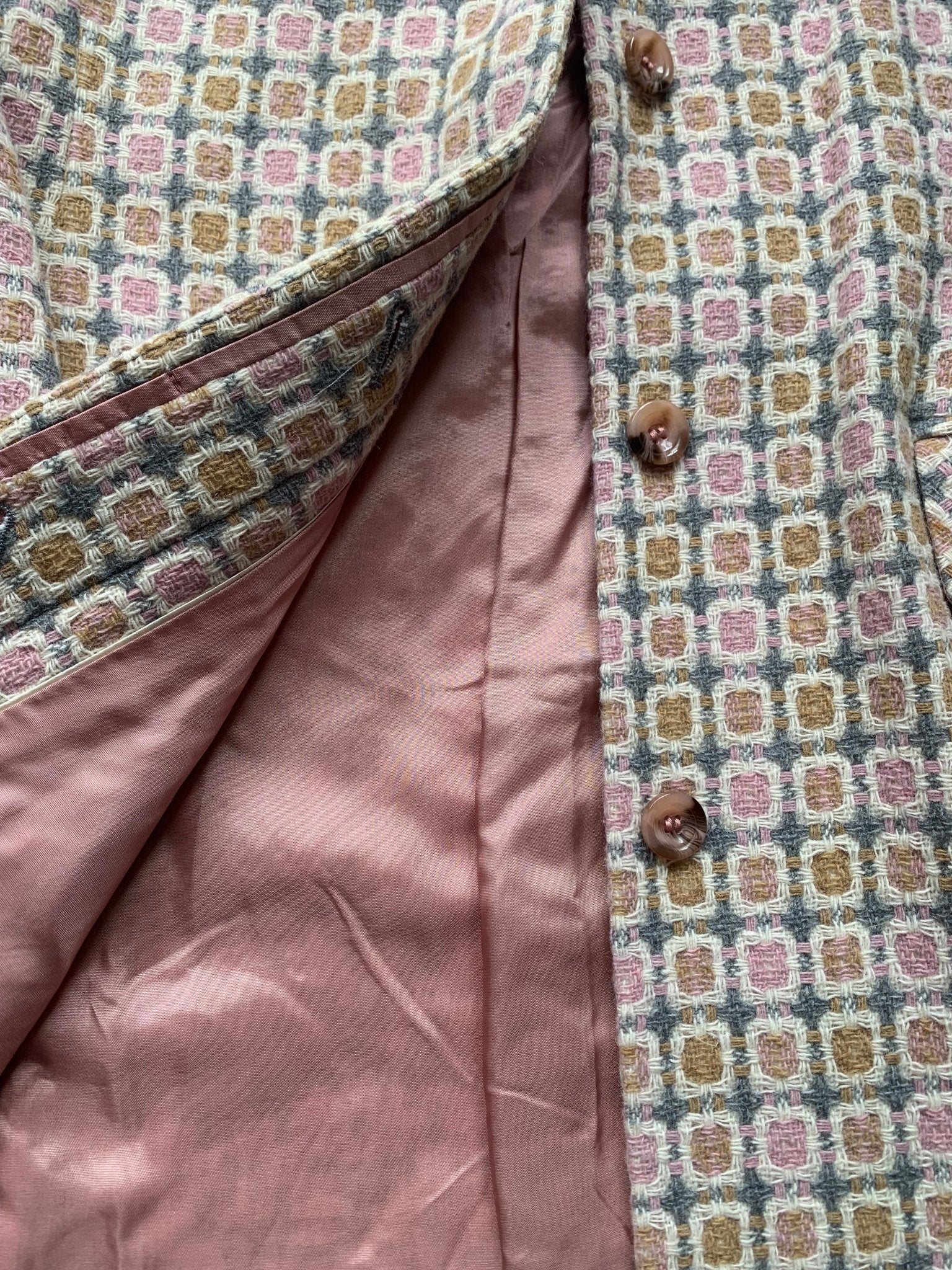 Next pink squares pattern wool coat Size 10 - KingsRoad1990