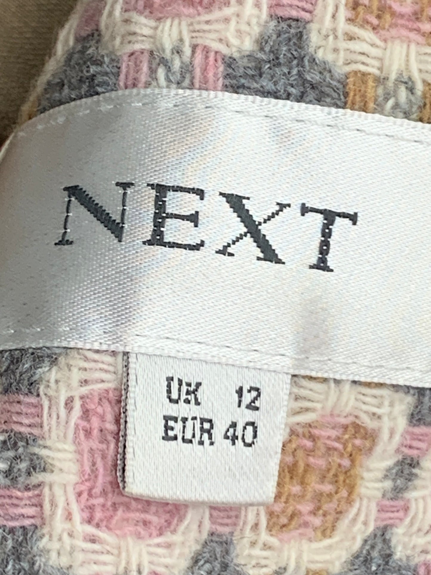 Next pink squares pattern wool coat Size 10
