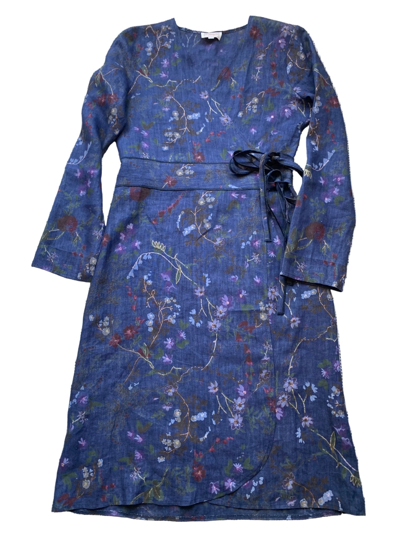 Avoca blue linen wrap dress Size 10 - KingsRoad1990
