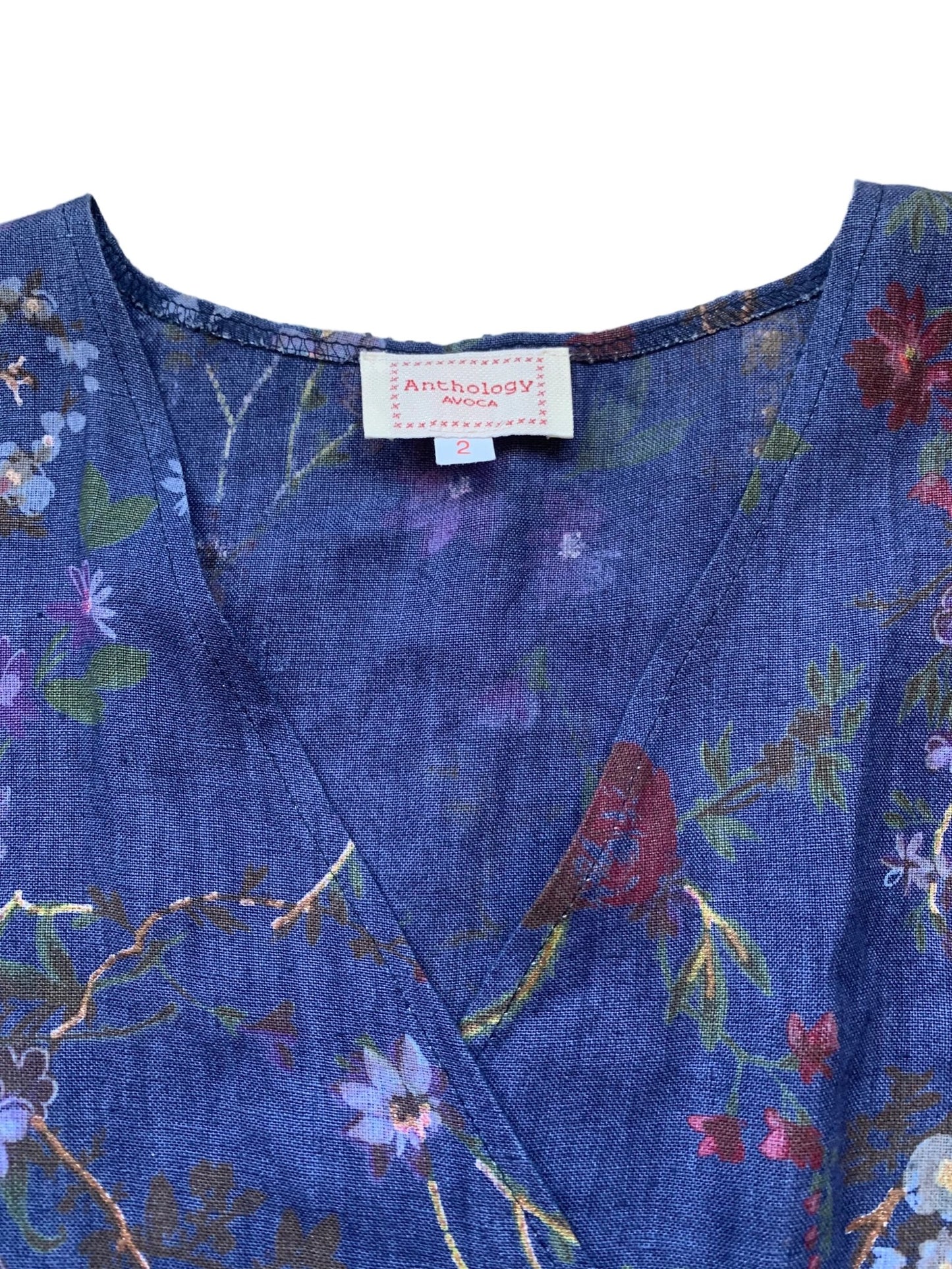 Avoca blue linen wrap dress Size 10 - KingsRoad1990