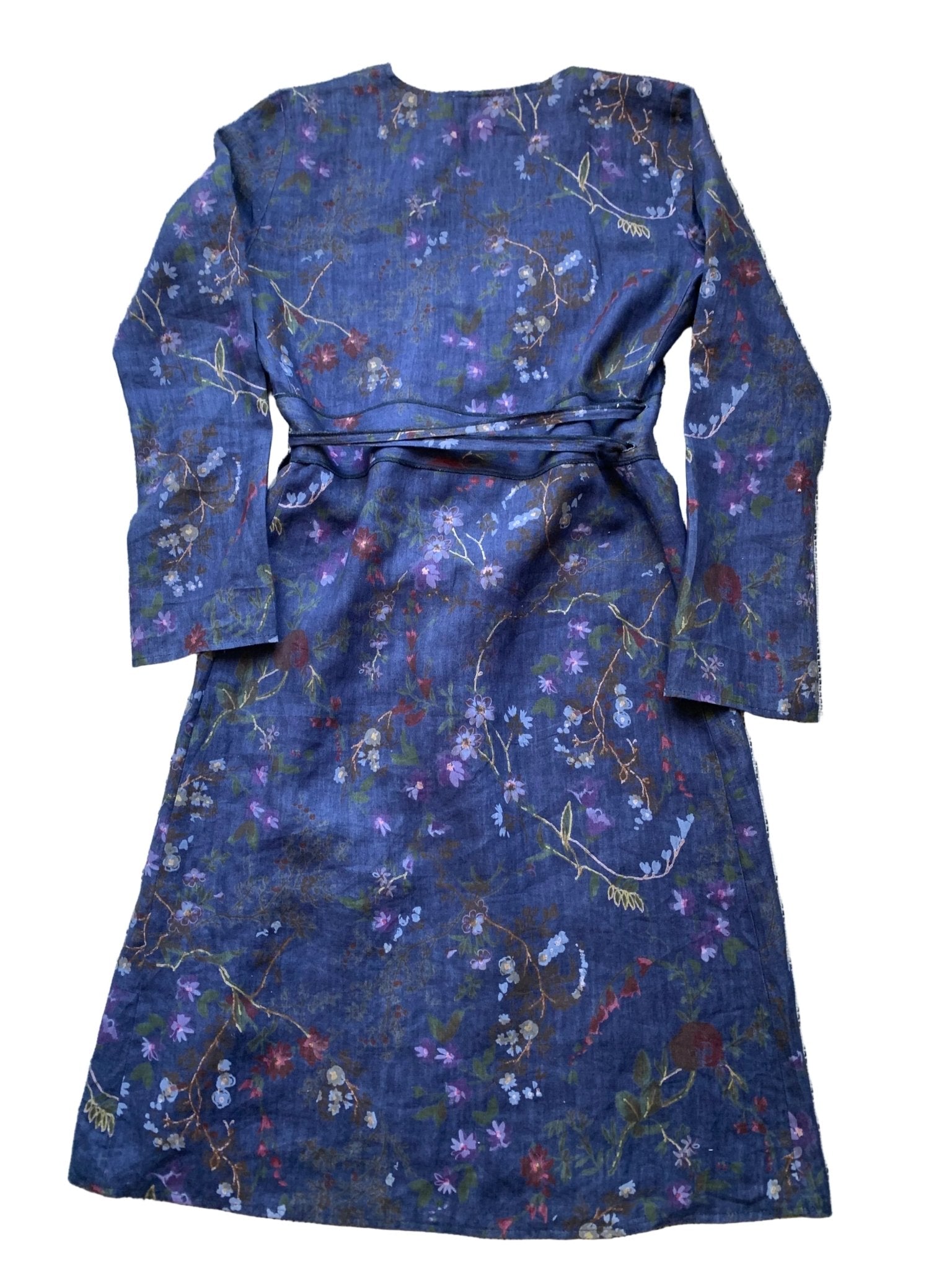 Avoca blue linen wrap dress Size 10 - KingsRoad1990