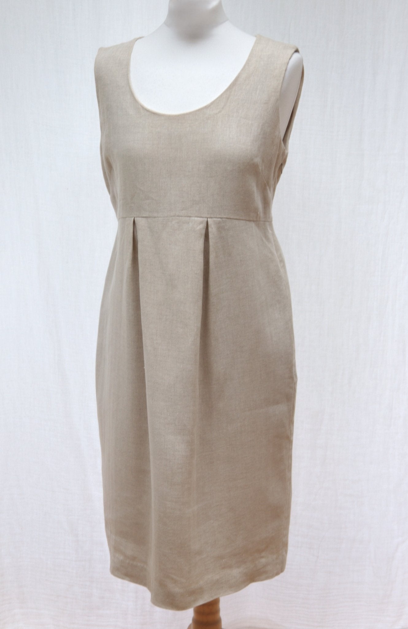 Jigsaw stone linen lined sleeveless dress Size 10 - KingsRoad1990