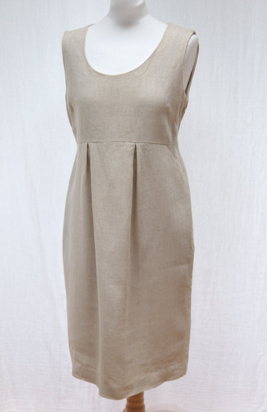 Jigsaw stone linen lined sleeveless dress Size 10 - KingsRoad1990