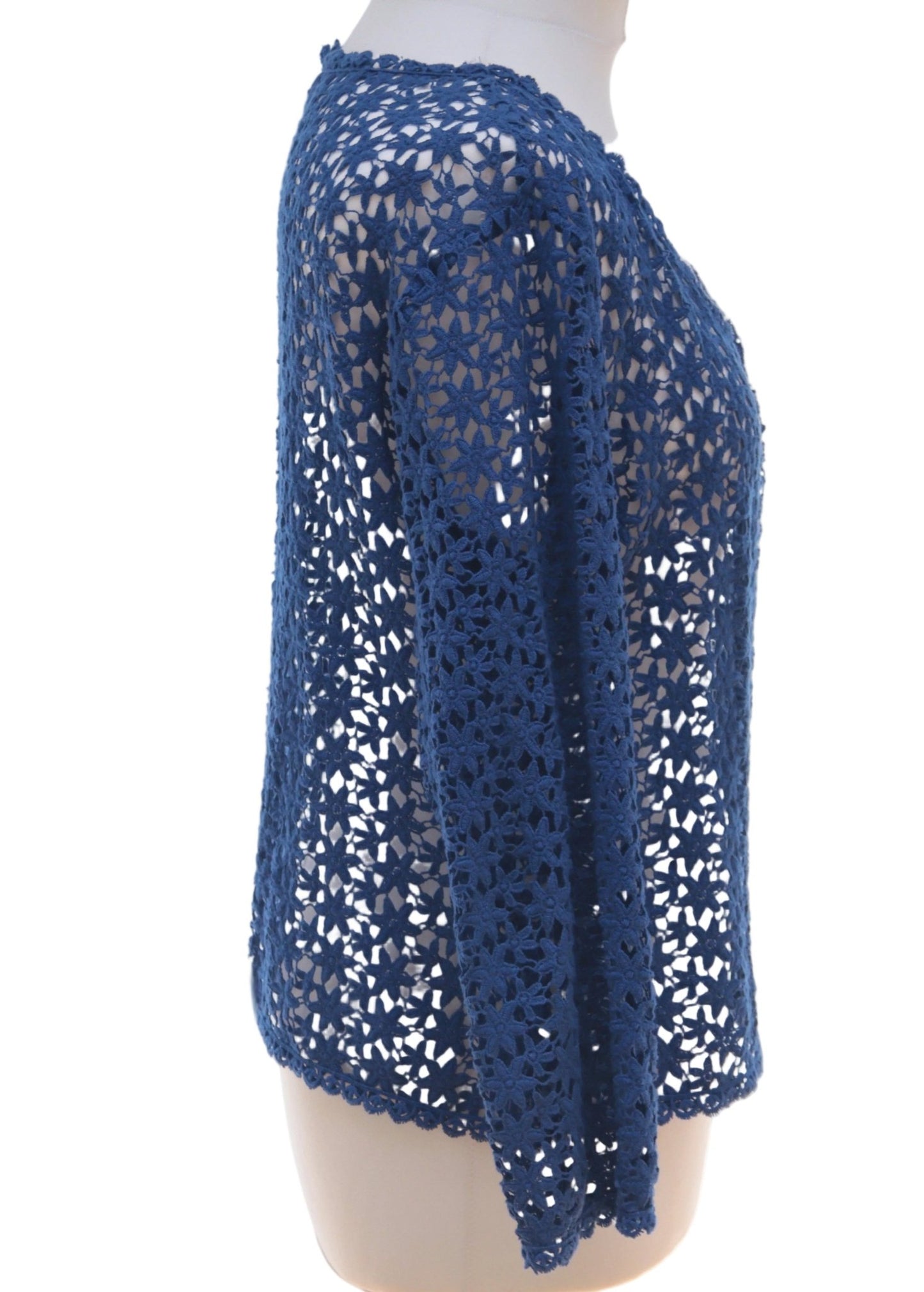Almost Famous blue crochet cardigan Size 10 - KingsRoad1990