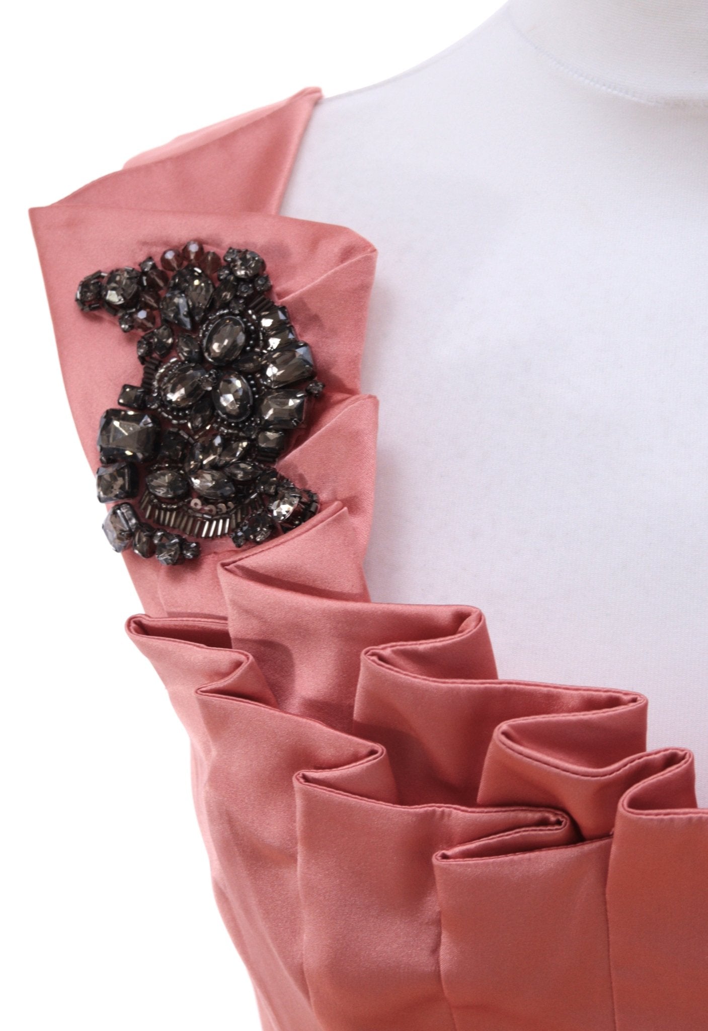 Karen Millen coral silk - blend dress Size 10 - KingsRoad1990