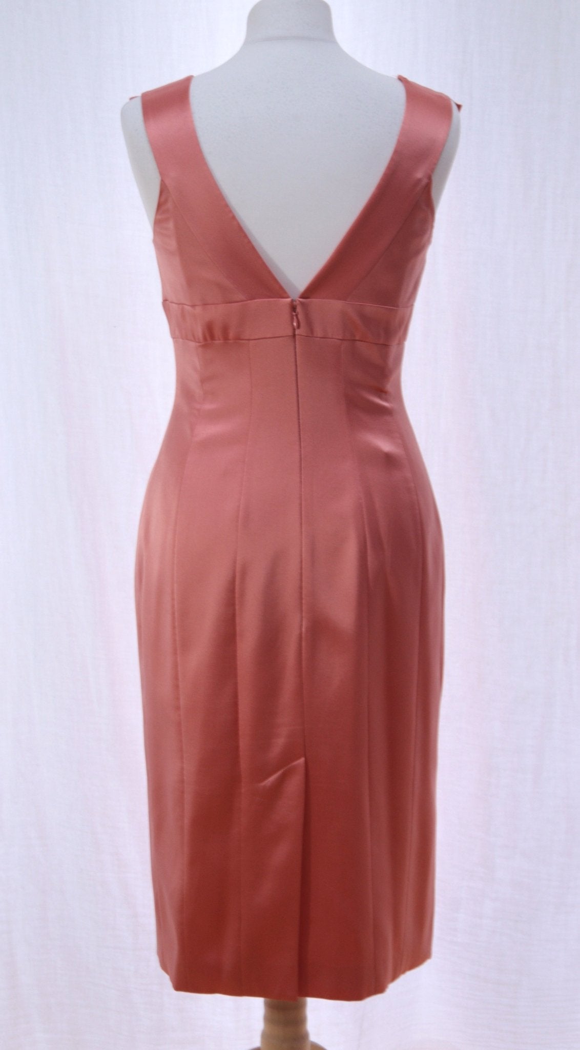 Karen Millen coral silk - blend dress Size 10 - KingsRoad1990