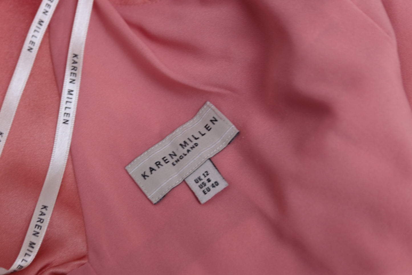 Karen Millen coral silk - blend dress Size 10 - KingsRoad1990