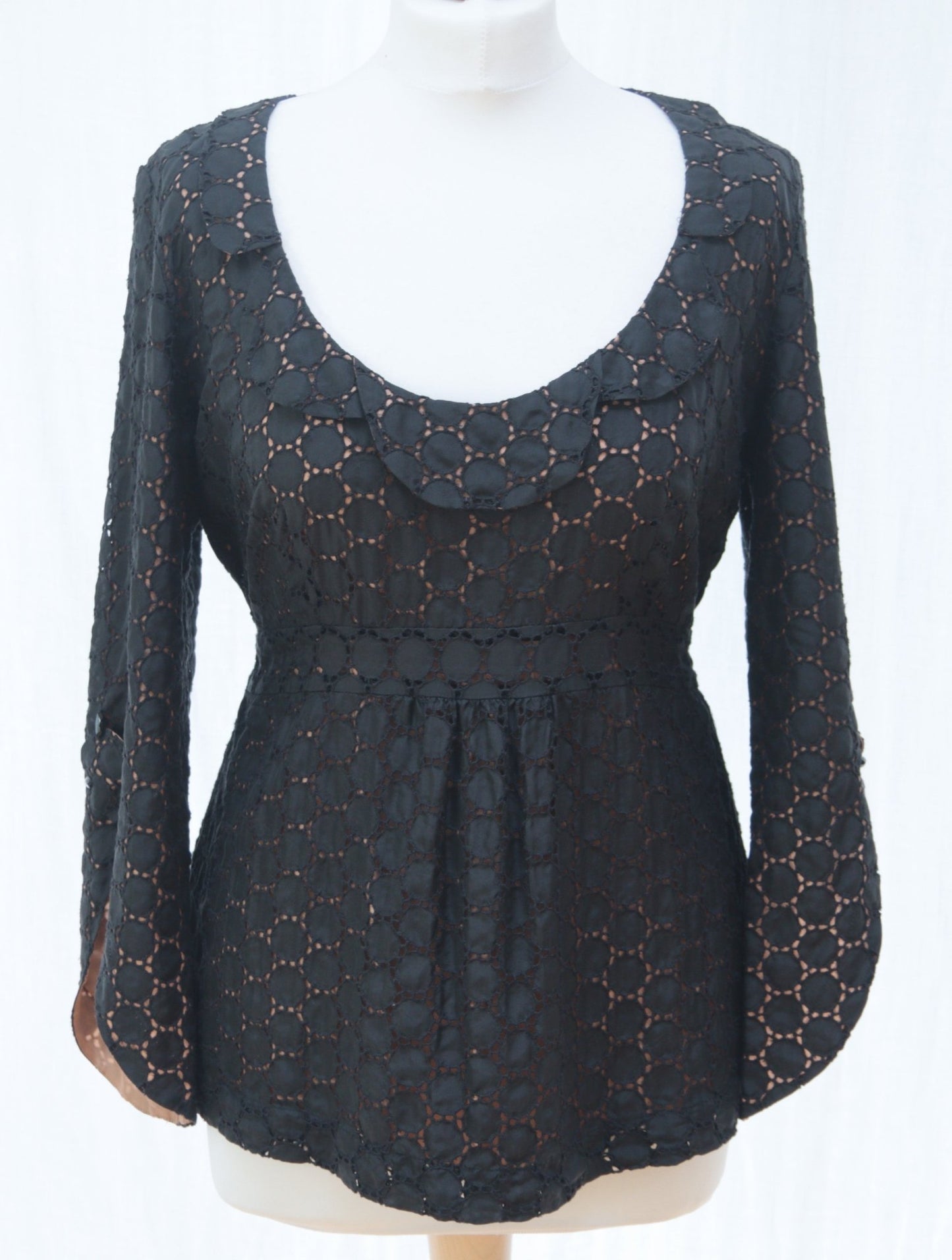 Rützou black silk scoop neck top UK 10 - KingsRoad1990