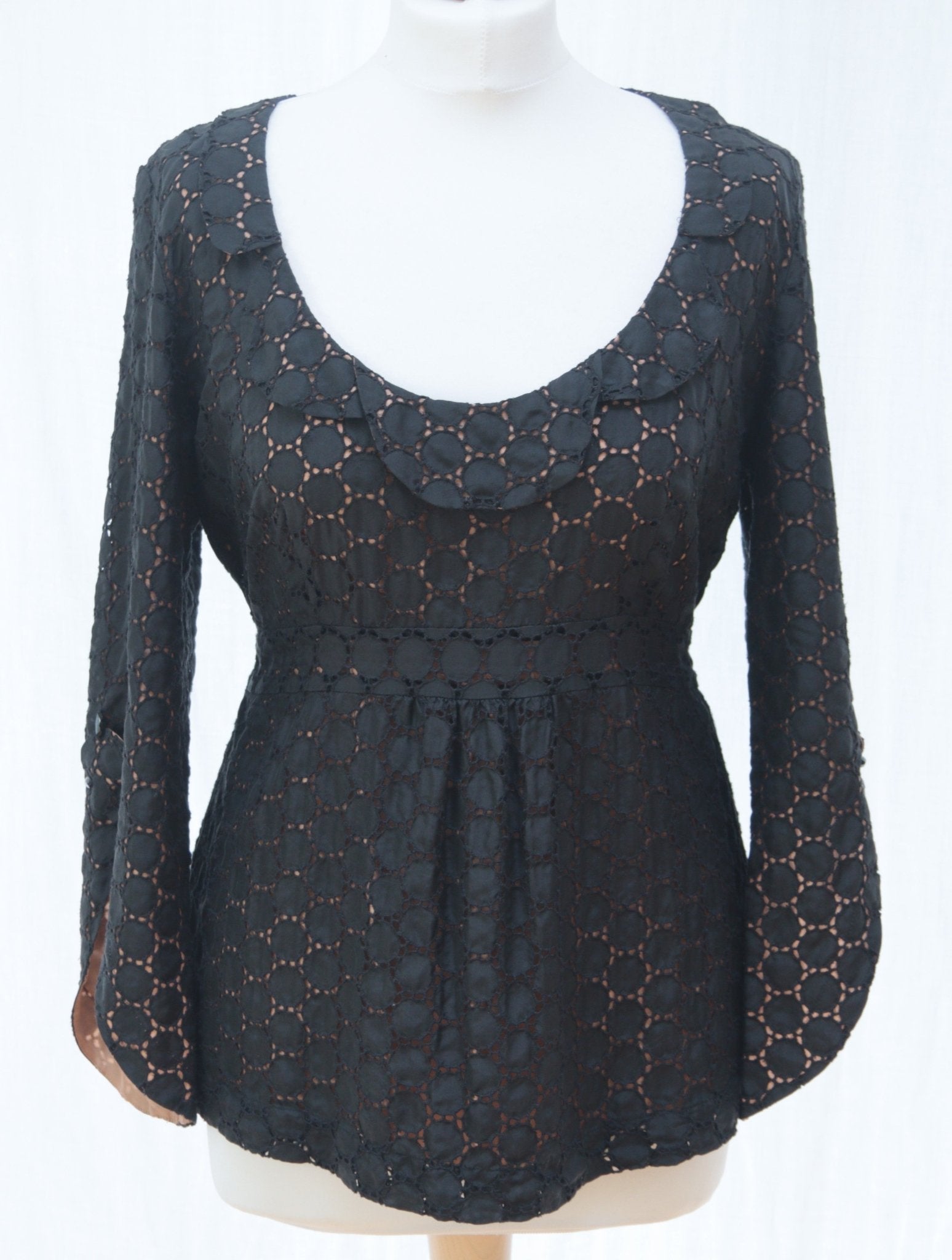 Rützou black silk scoop neck top UK 10 - KingsRoad1990