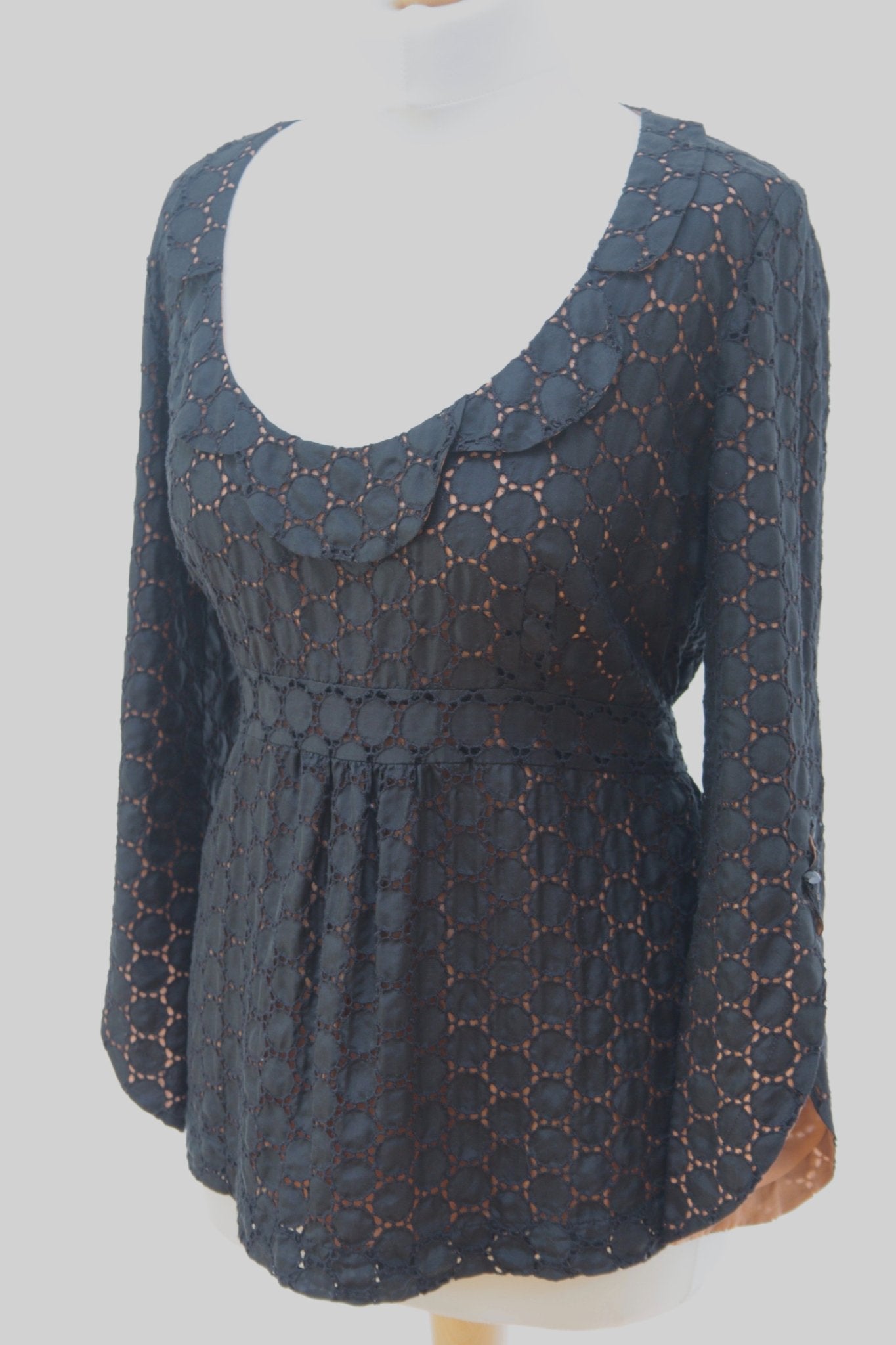 Rützou black silk scoop neck top UK 10 - KingsRoad1990