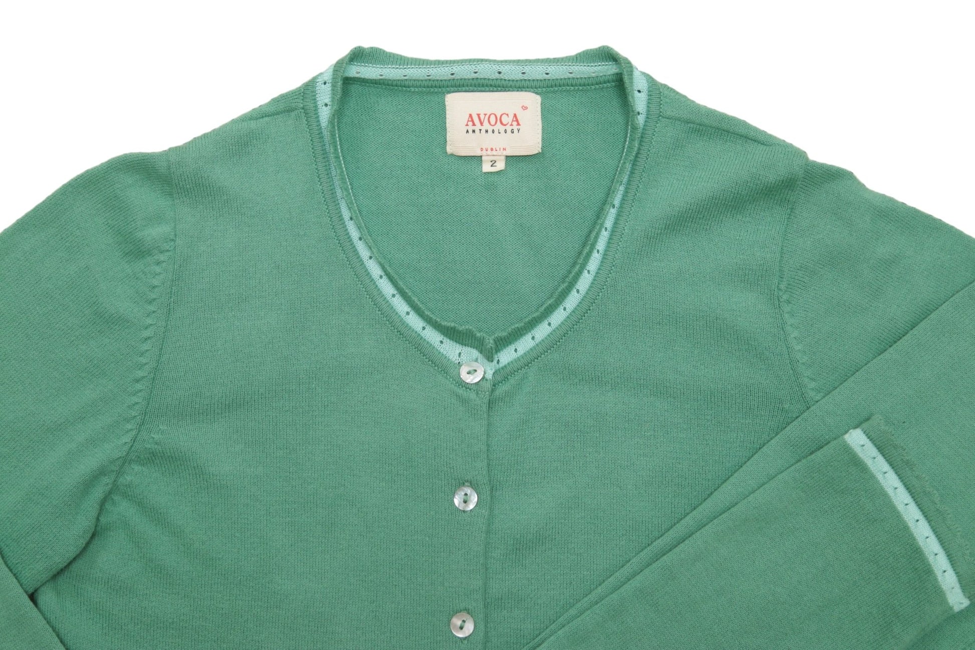 Avoca jade green cotton cardigan Size 10 - KingsRoad1990