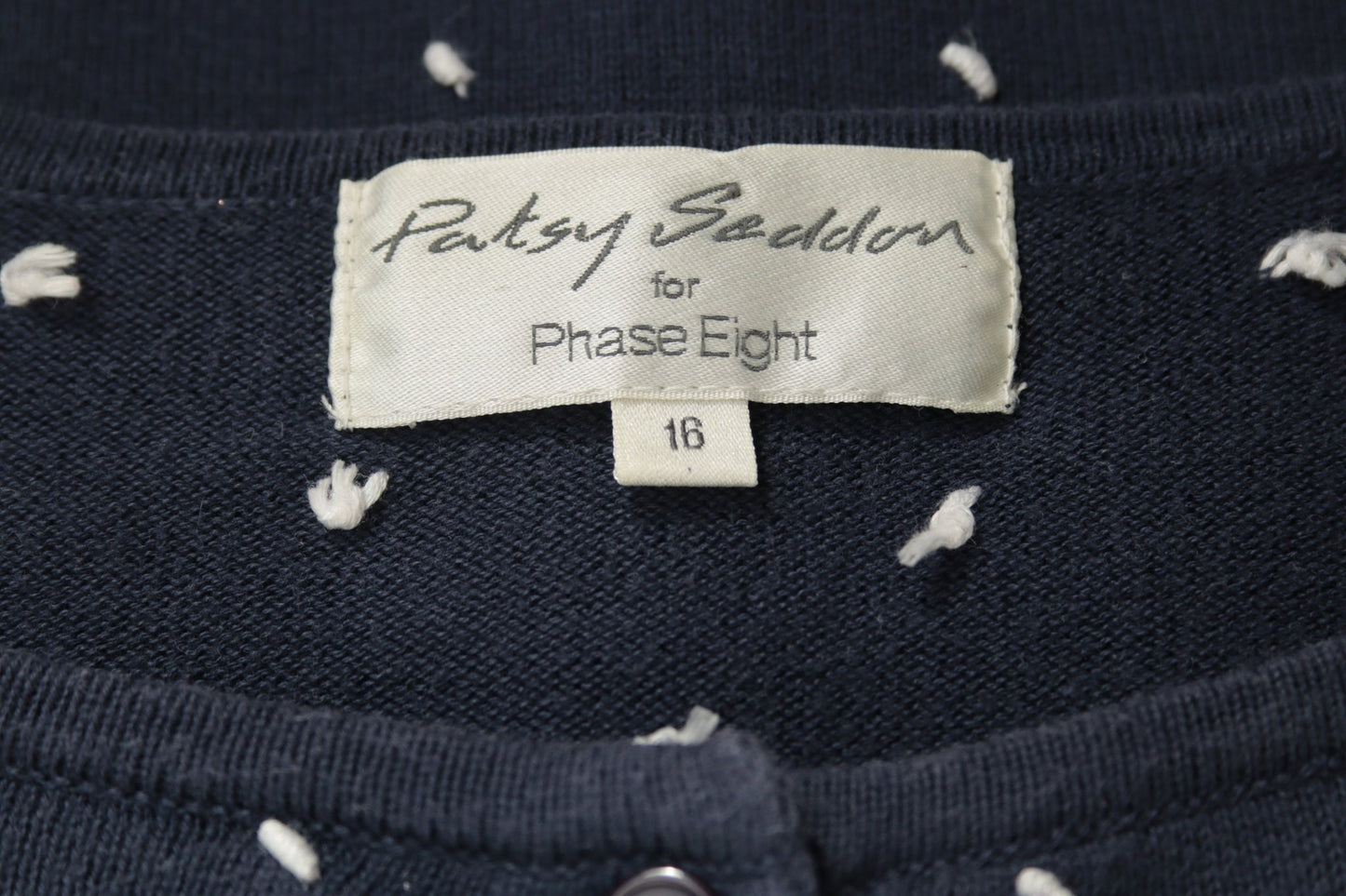 Patsy Seddon for Phase Eight navy cotton cardigan Size 14 - KingsRoad1990