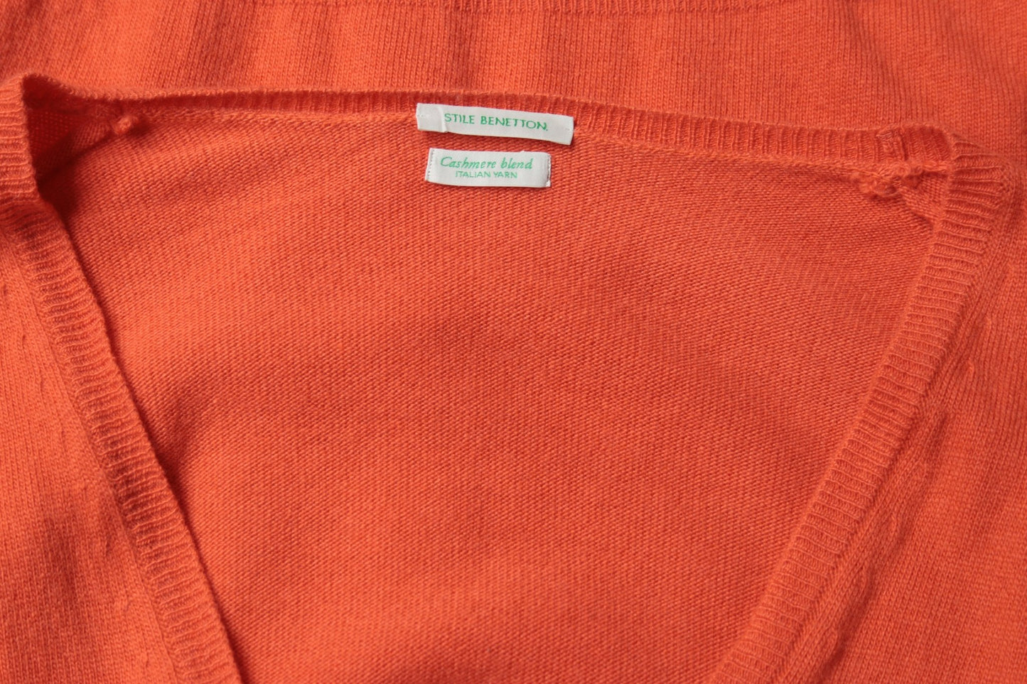 Benetton orange V - neck cardigan Size M UK 12 - KingsRoad1990