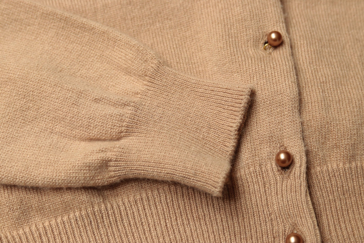 Benetton camel - beige crew neck cardigan Size S UK 10 - KingsRoad1990