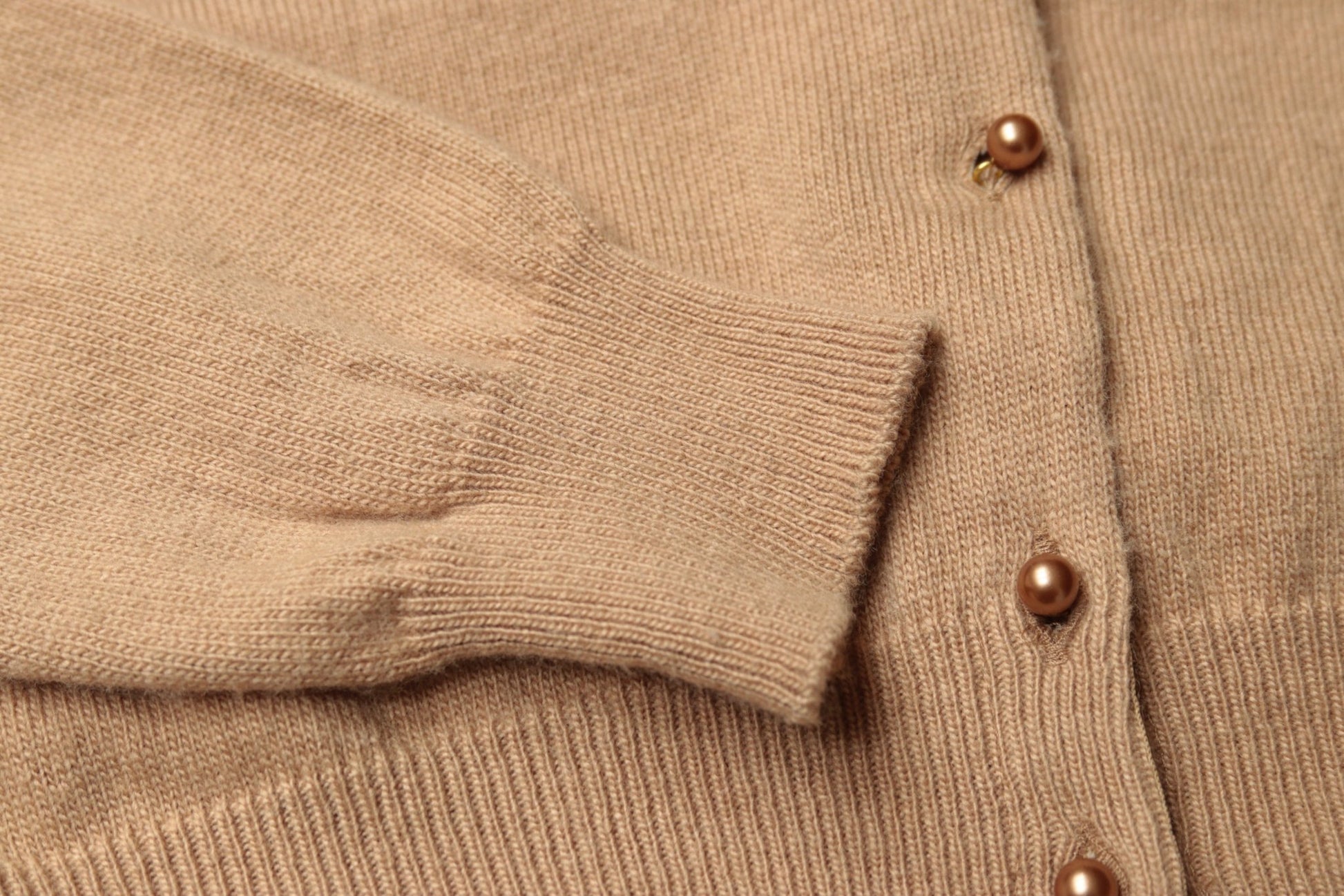 Benetton camel - beige crew neck cardigan Size S UK 10 - KingsRoad1990
